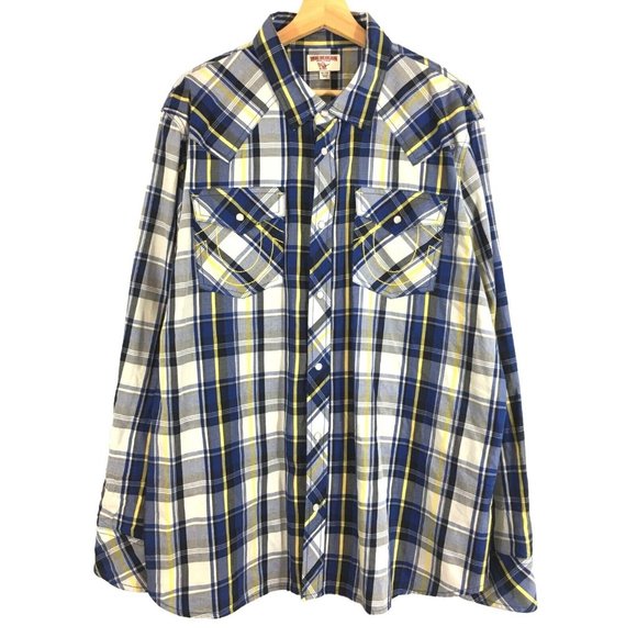 True Religion Shirts True Religion Mens Button Down Plaid Western